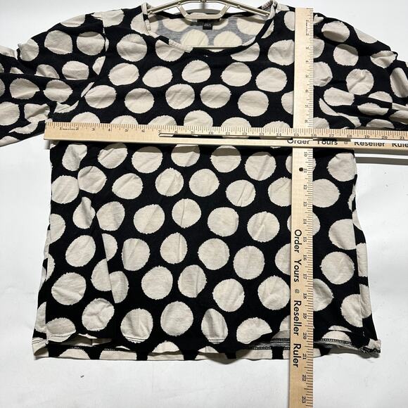 Ann Taylor Blouse Women Size L Petite Cream Black Polka Dots 100% Cotton Retro - Picture 4 of 8